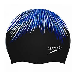 Speedo LONG HAIR CAP PRINTED B722 black/blue/white